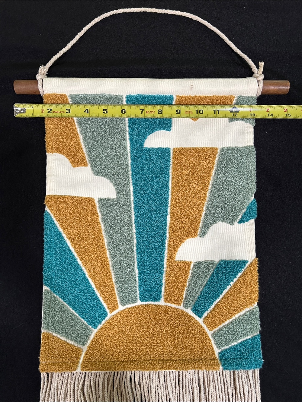 Boho Sunrise Wall Hanging - Teal, Mustard, Sage, White - Picture 5 of 7